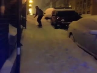 На сноуборде по городу