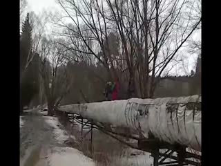 Дети новосибирского Академгородка ходят в школу по трубам теплоцентрали, проложенным над десятиметровым провалом
