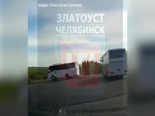 Видео момента смертельного ДТП с автобусом и бензовозом под Челябинском