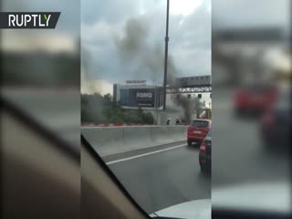 Момент взрыва автомобиля на МКАД