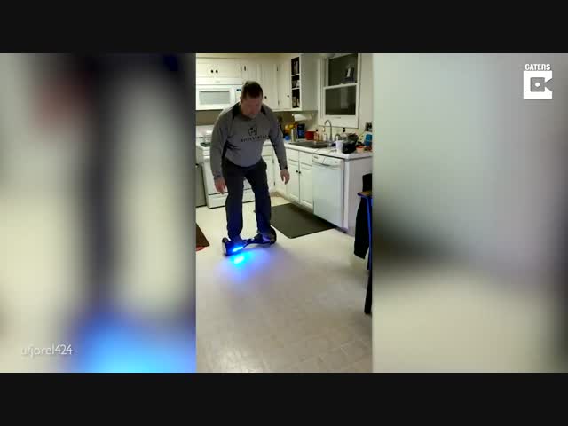 Упал с гироскутера на кухне