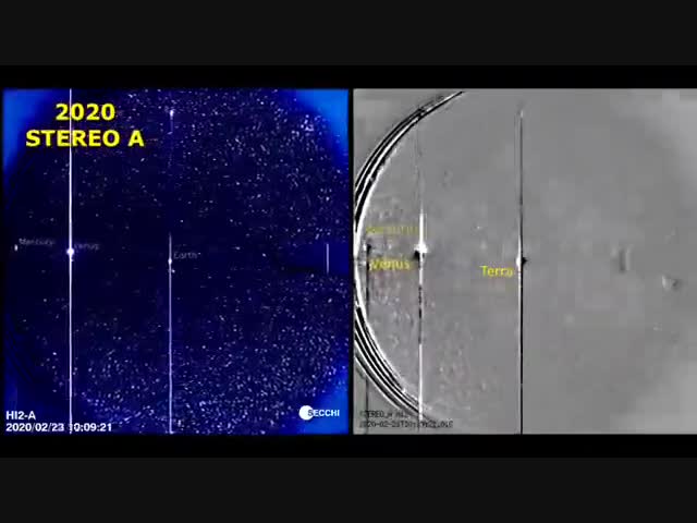 Видео со спутников STEREO A - HI2
