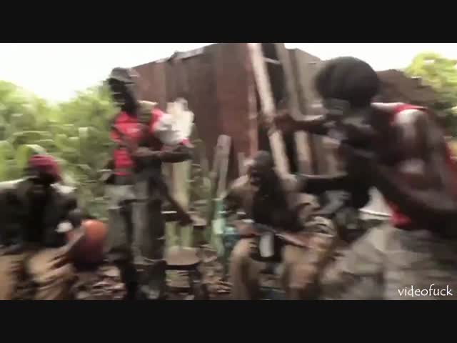 Автомат Калашникова и макака