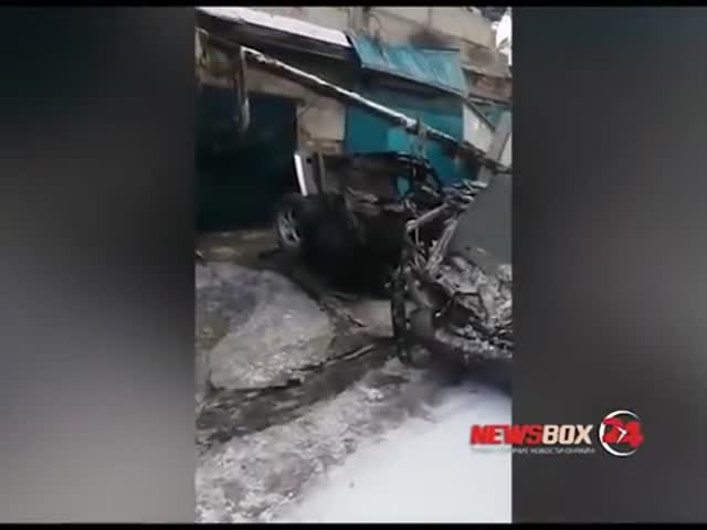 В Якутии на видео попал взрыв машины с газобаллонным оборудованием