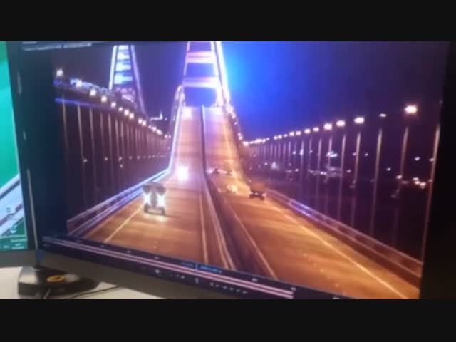 Взрыв на Крымском мосту с другого ракурса