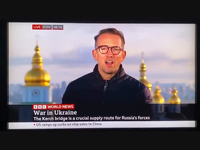 Обстрел Киева попал в прямой эфир британского телеканала BBC