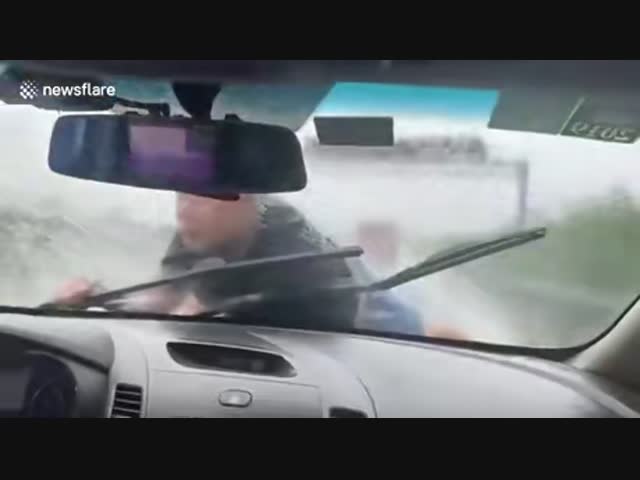 Китаец повис на машине своей бывшей жены, увлёкшись выяснением отношений