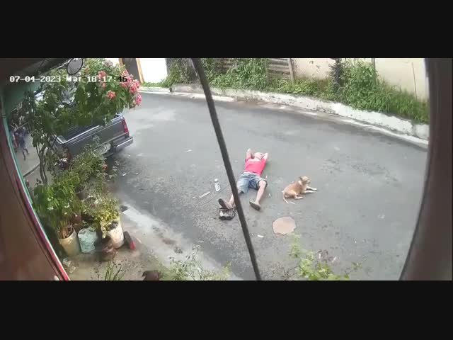 Пьяный заснул на дороге