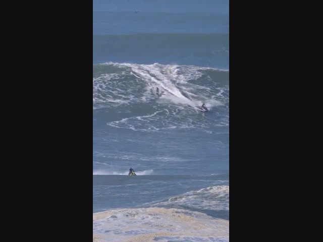 Молодой серфер и гигантская волна